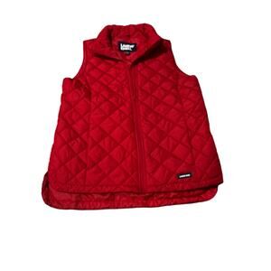 Lands End Women Red Sleeveless Full Zip Quilted Vest Size M/t